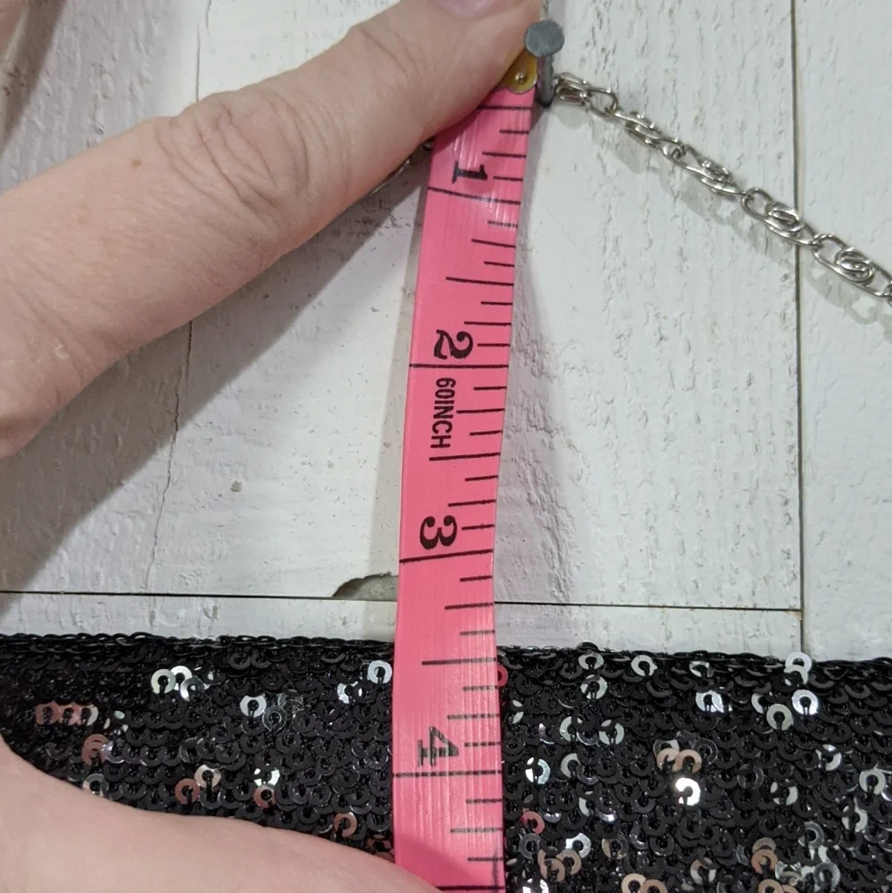 DownEast Black Sequined Clutch With Chain Strap